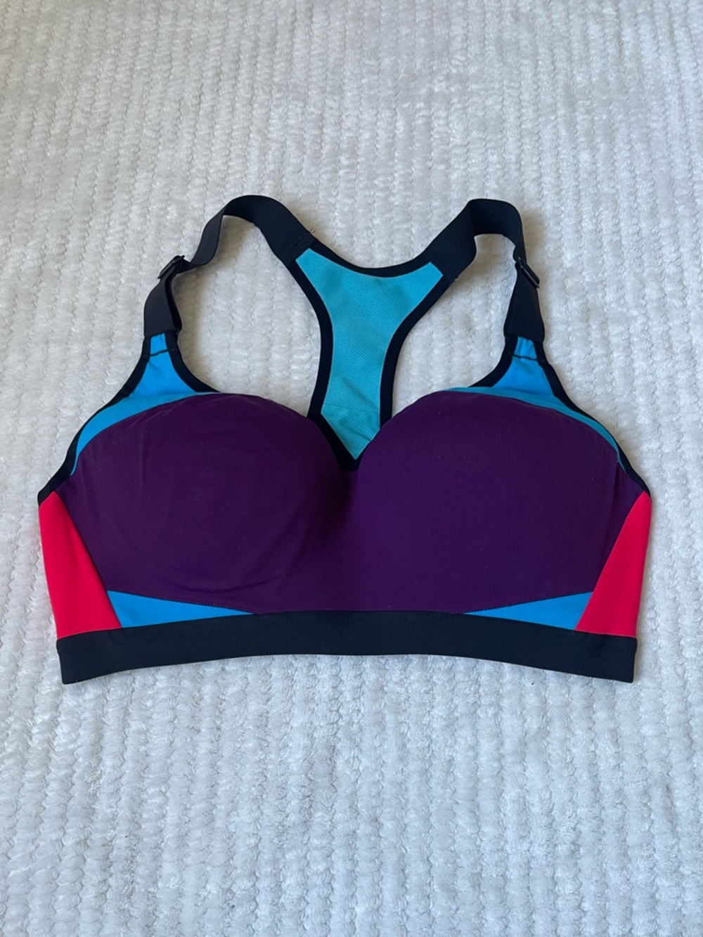 Victoria's Secret Colorblock Racerback Sports Bra - Purple/Blue/Red
